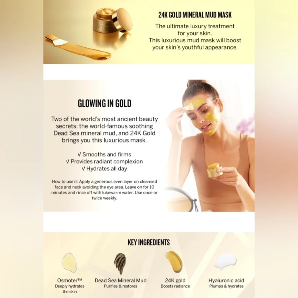 NEW AHAVA 24K Mineral Mud Mask